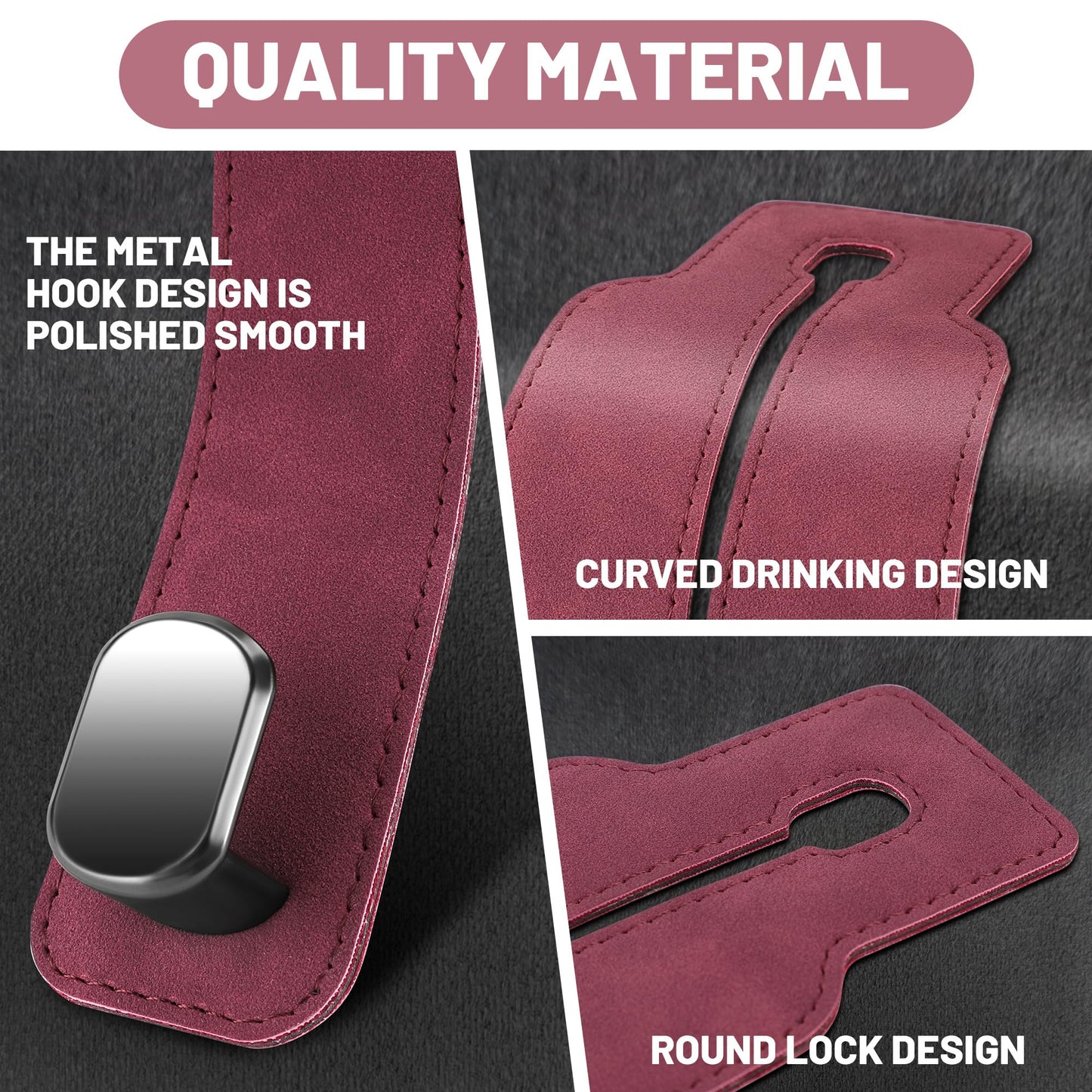 Phonery HookMate ® Headrest Hooks for Car 4 Pack-Getphonery
