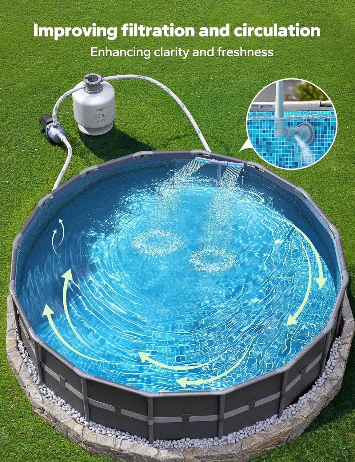 Phonery AquaGlow ® Pool Fountain with LED Lights-Getphonery