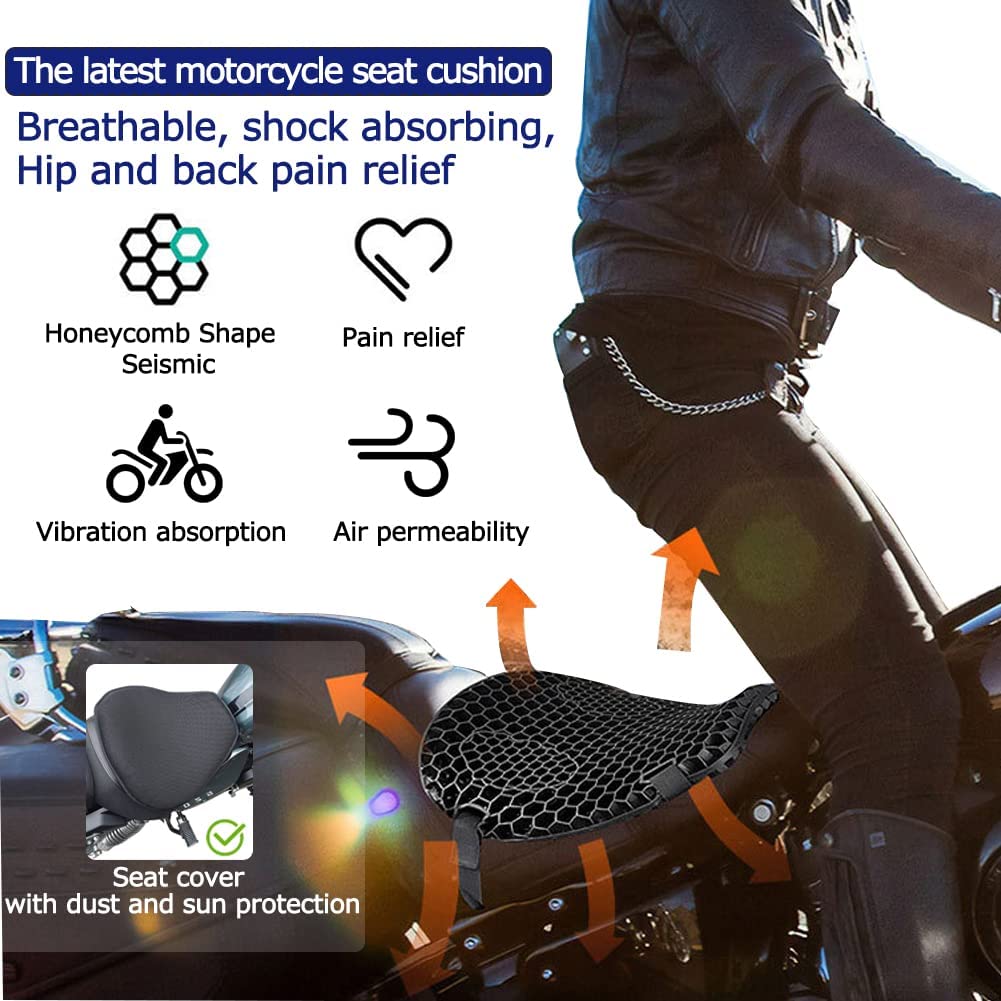 RWUJILONG Motorcycle Seat Cushion 3D Honeycomb Motorcycle Gel Seat Cushion  Petal Shape Design - Not Stuffy, Protecting Sensitive Areas, Stay Cool and  Comfortable for Long Ride - Yahoo Shopping