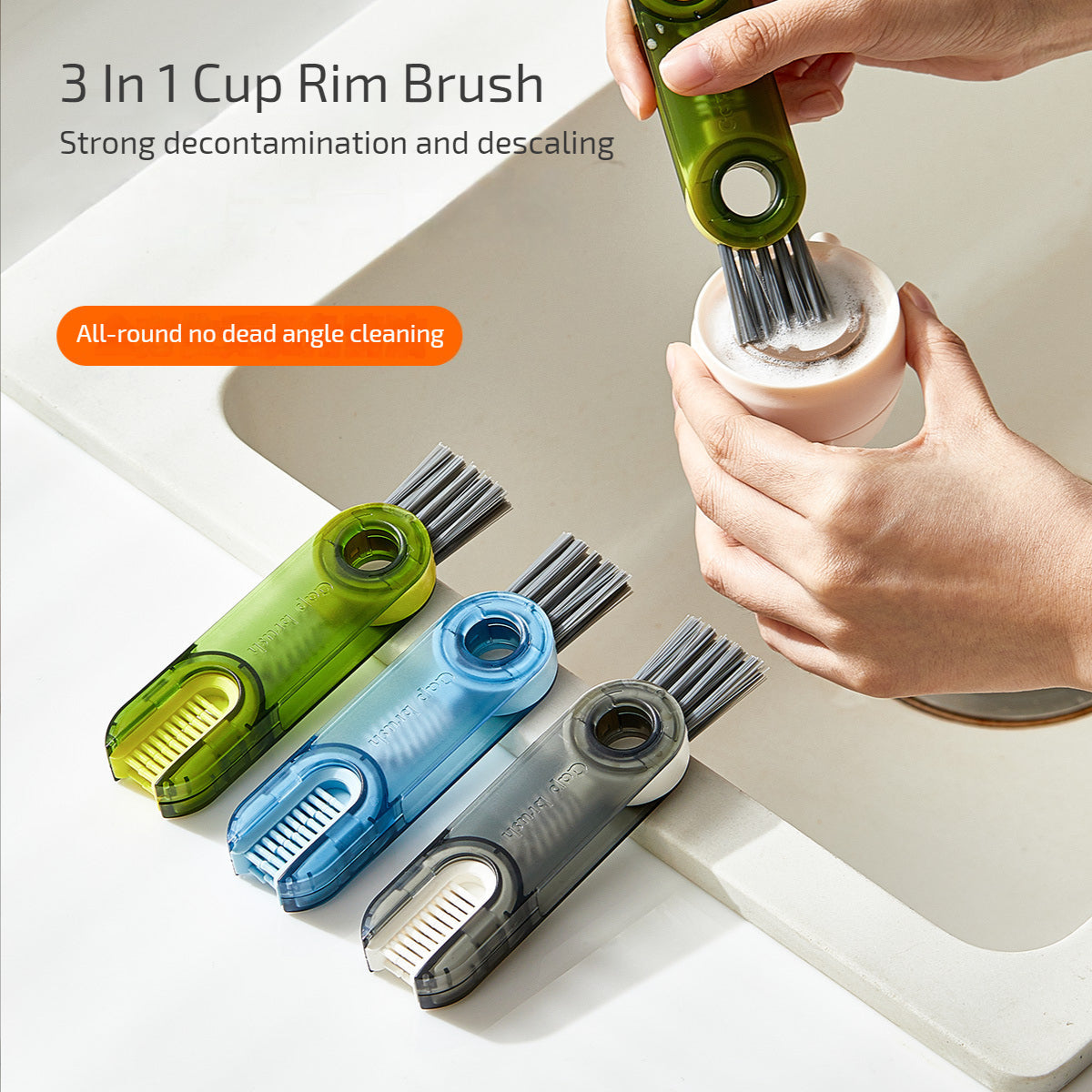 1pc Blue 3-in-1 U-shaped Gap Cleaning Brush, Cup Brush, Multi