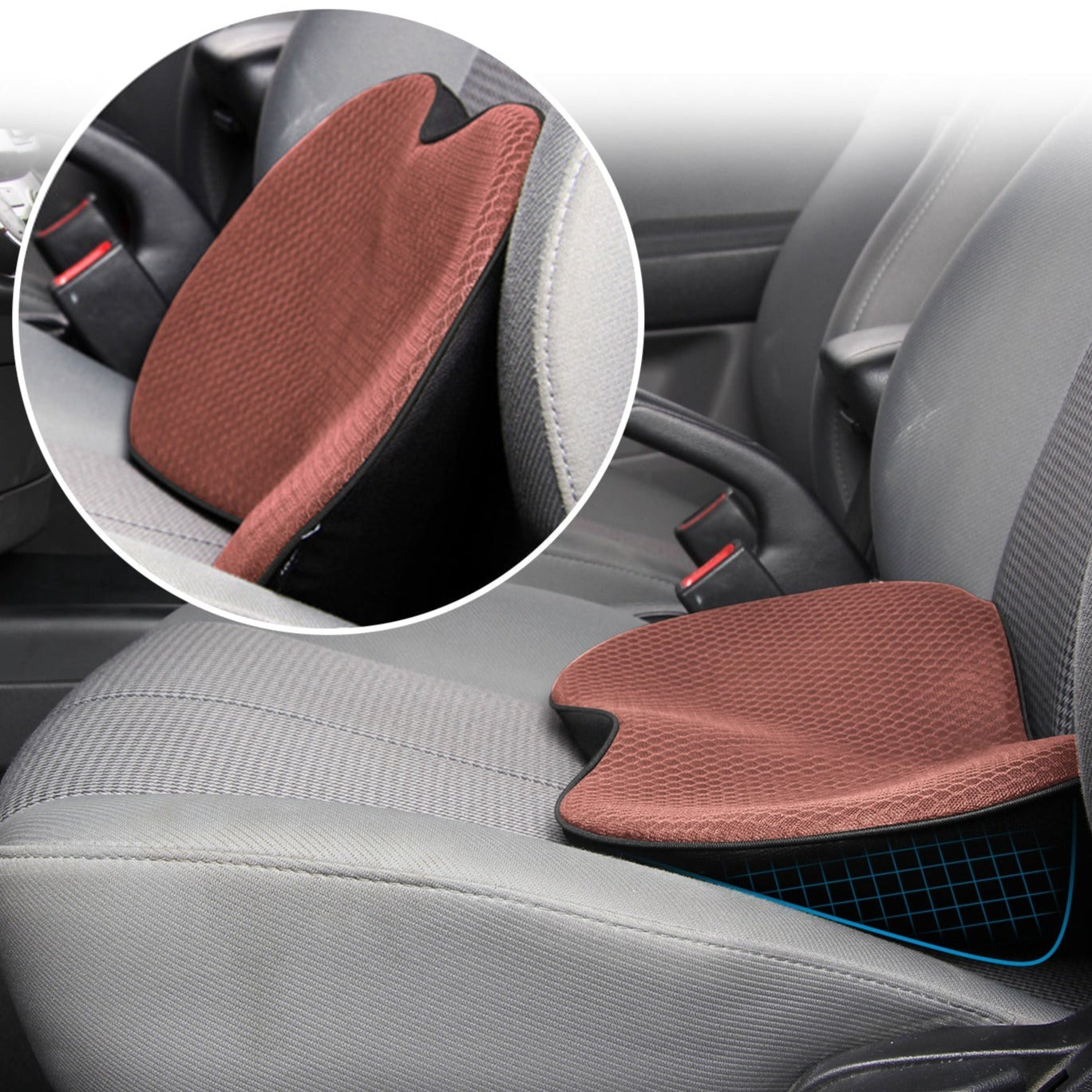 QYILAY Leather Car Memory Foam Heightening Seat Cushion for Short People  Driving, Sciatica & Lower Back Pain Relief Pad,Black 