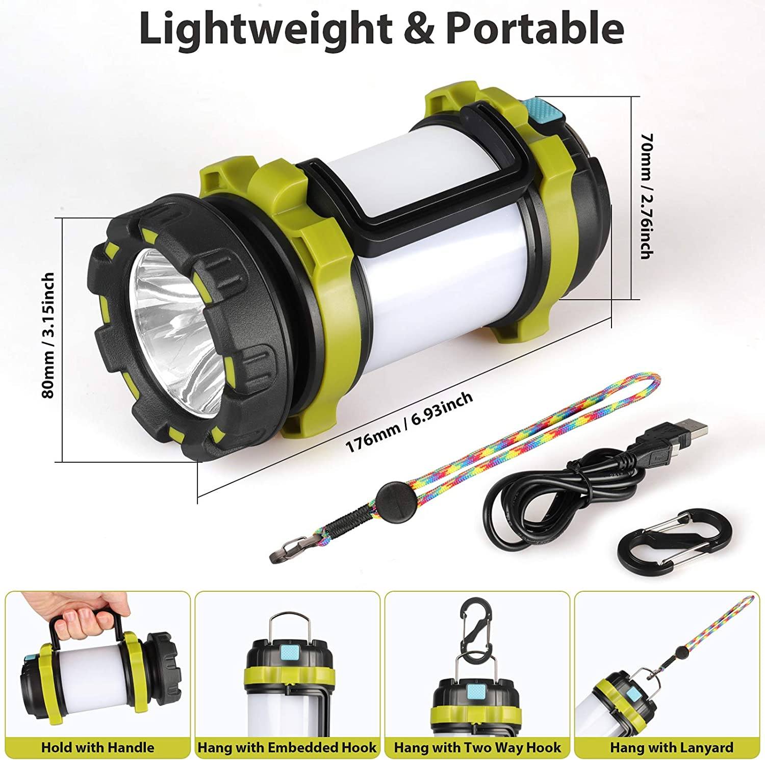 AlpsWolf Camping Lantern, 4000 Capacity Power Bank,6 Modes, IPX4  Waterproof, USB Charging Cable Included